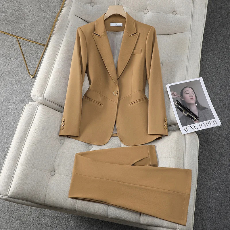 Wine Red Suits Womens Autumn High End Fashion Tempering Business Slim Blazer and Pants Sets Office Work Clothes 241115