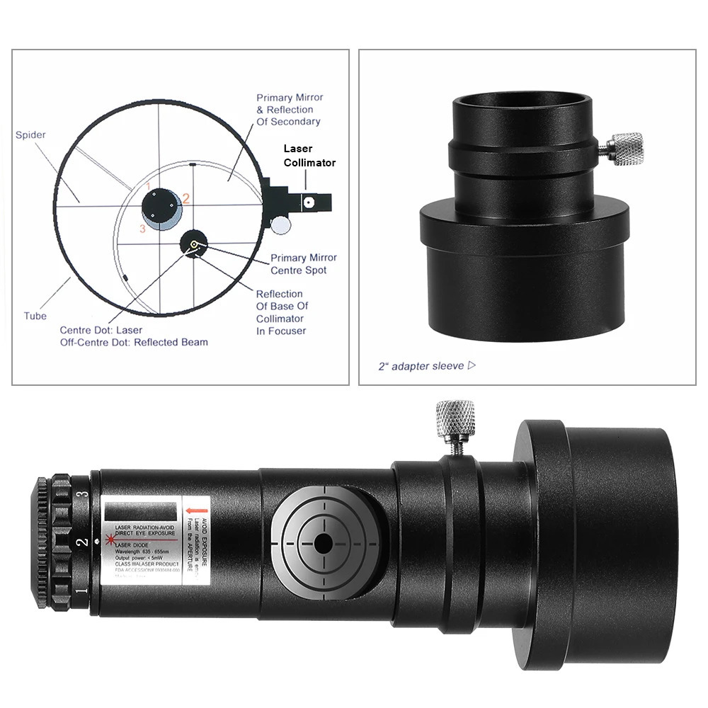 1.25IN Telescope Collimator 2INCH Adapter Reflector Telescope tonian SCA Laser Collimation 7 Brightness Level Astronomical 241115