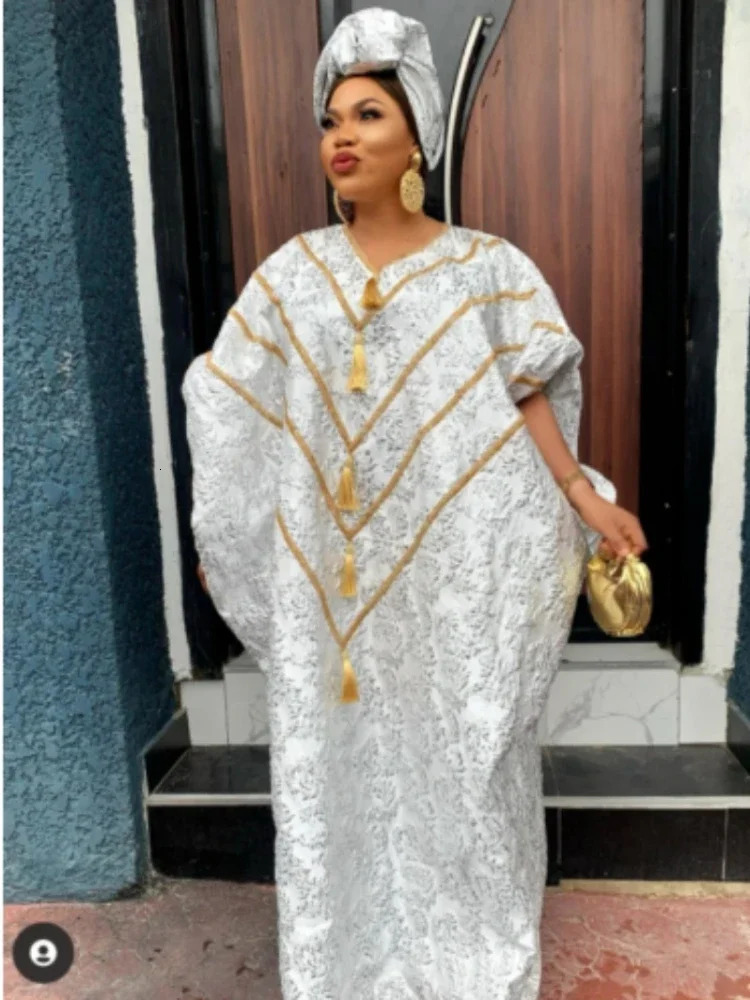 Africa Clothing African Wedding Party Dresses for Women Spring Summer Half Sleeve Vneck Plus Size Long Dress Gowns 241116