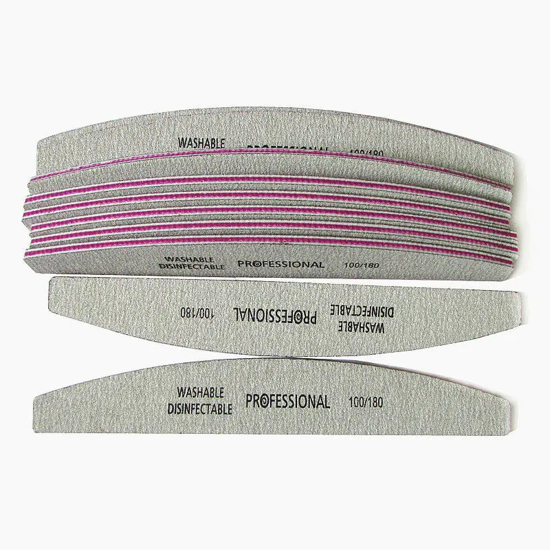 25/50PCS Nail File 100/180 UV Gel Polish Curved Grey Nail Art File Sanding Para Manicura Lime A Ongle Pedicure Nail Tool 241115