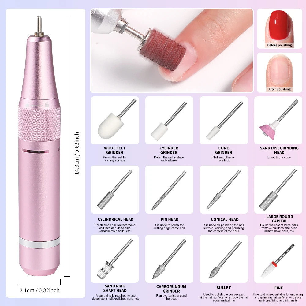 35000RPM Electric Nail Drill Machine Professional Nail Drills for Gel Nails Polish Rechargeable Portable Nail File Manicure Tool 241115