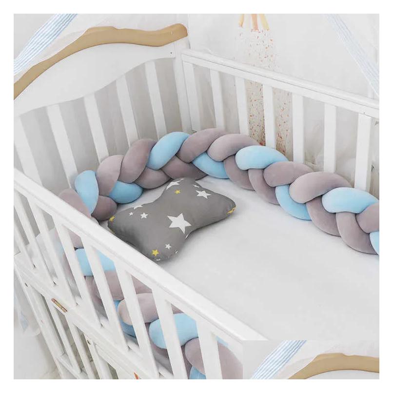 Bed Rails 3 Meter Braid Knot Pillow Cushion For Infant Crib Protector Tour De Lit Bebe Tresse Room Decor 211025 Drop Deliv Othgy 240925