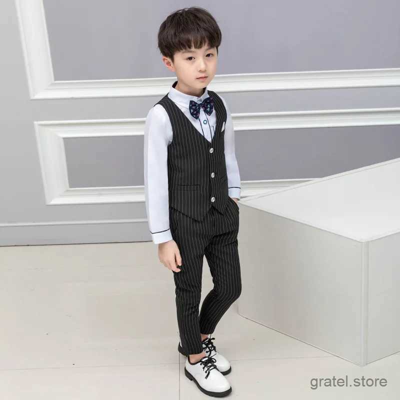 Suits Kids Boys Vest+Pants 2PCS Formal Suit Gentleman Wedding Birthday Dress School Children Graduation Tuxedo Costume Clothing Set