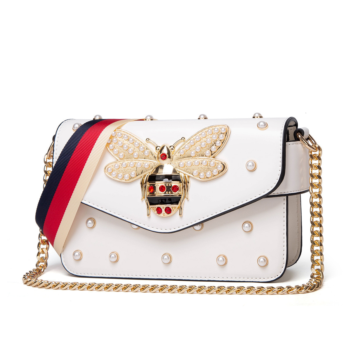 Women's Clothing Brand Leather Splicing Little Bee Fashion Designer Handbag Crossbody Bag