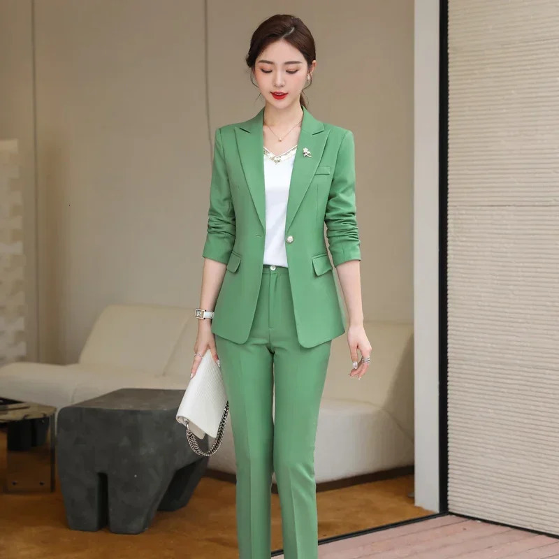 High quality fabric autumn formal womens professional pants set including and jacket OL style Trouser 241115