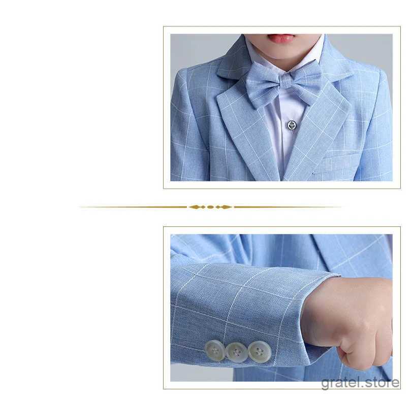 Suits Big Boys Formal Birthday Photograph Suit Kids Pink Jacket Pants Bowtie Wedding Dress Teenager Suit Children Graduation Costume