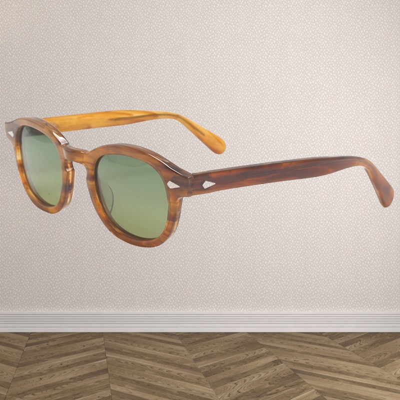 Johnny Depp Polarized Sunglasses Men Round Lemtosh Sun Glasses Woman Luxury Brand Vintage Acetate Frame Night Vision Goggles IVSTA
