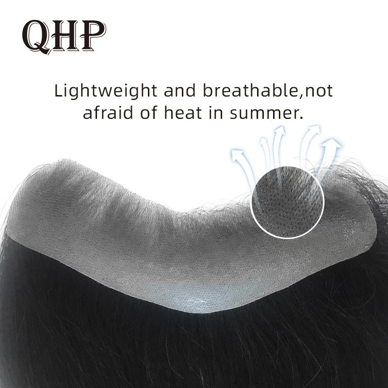 Straight Men Toupee V Style Frontal Hairine 100% Human Hair Men Capillary Prosthesis Full Skin Hairpiece Wig For Man 241115