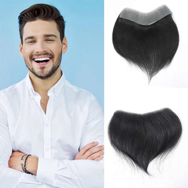 180 % Density Human Hair Hairline For Man Toupee Forehead Hairpiece Invisible Ultra Thin Skin PU Mens Capillary Prosthesis 241115