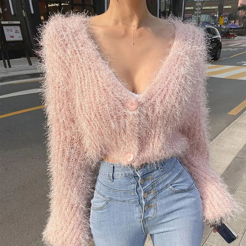 Autumn Winter Warm Women Faux Fur Coat Loose Black White Pink Plush Fluffy Short Elegant Fashion Female Jacket 241108