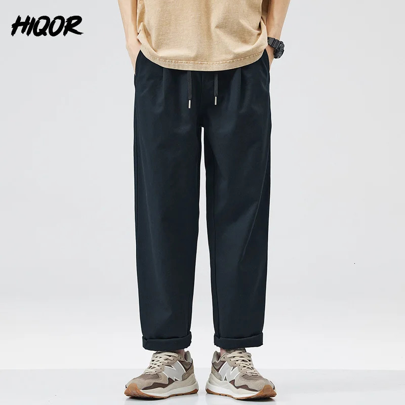 HIQOR mens cargo pants Pantalons casual straight Trouser unique pocket embroidery 98% pure cotton luggage 241115