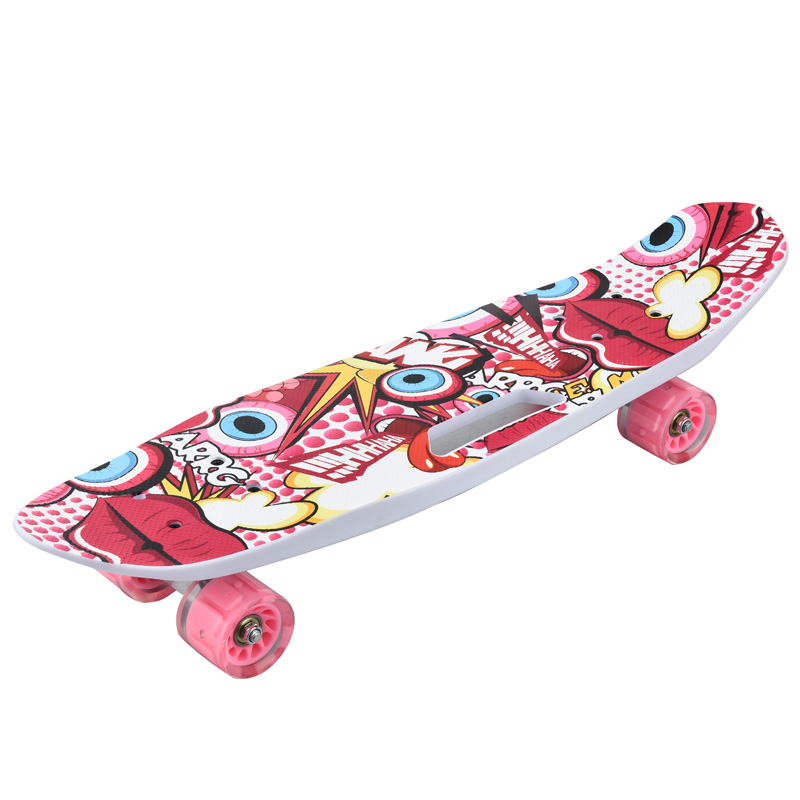 Skateboard rocket board maple wear-resistant thickened board flash PU wheels aluminium bracket adult children short board mixed colours