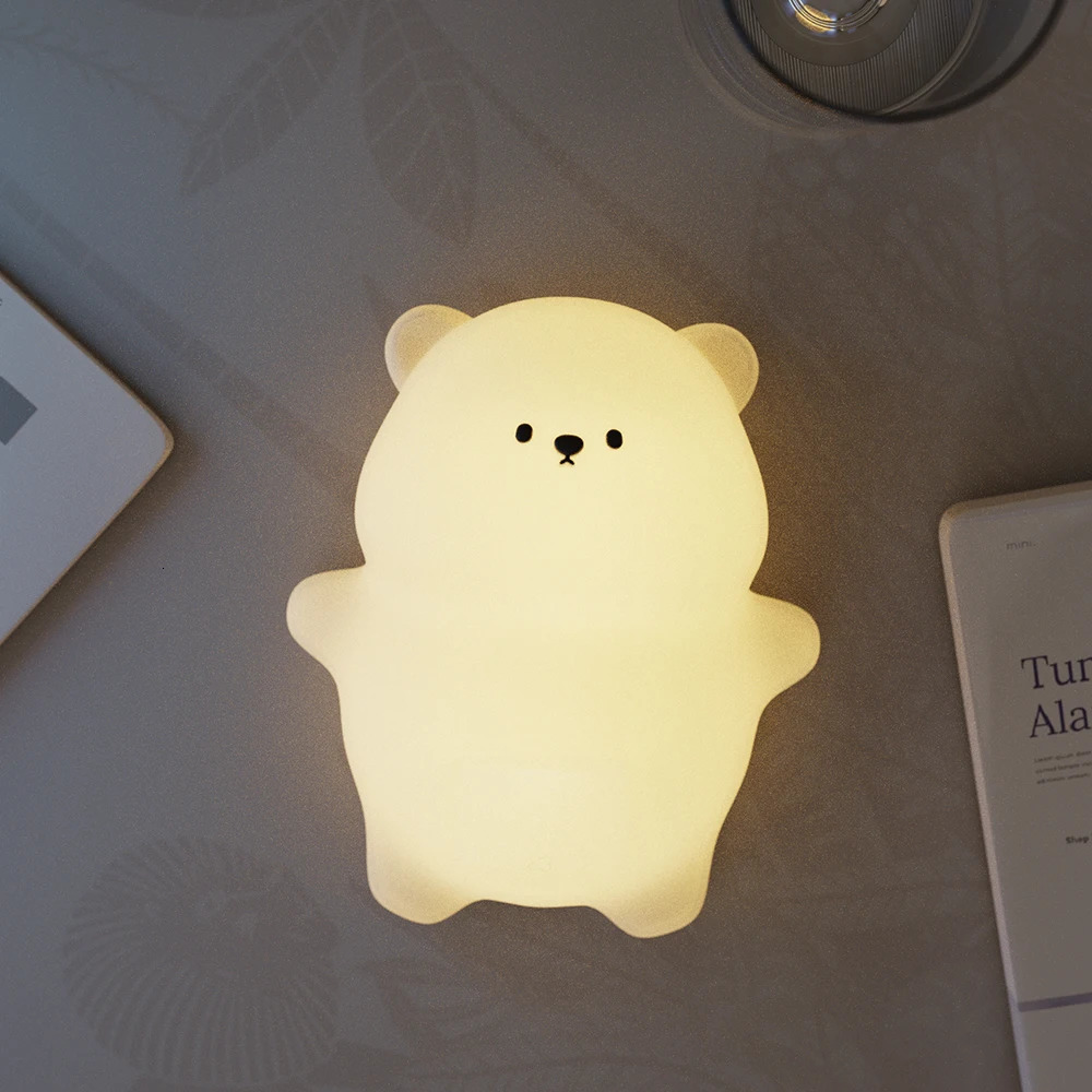 Cute Kids Night Light Silicone Nursery Sleeping Lamp Touch Control Nightlights USB Rechargeable Table Lamp for Baby Child 241115