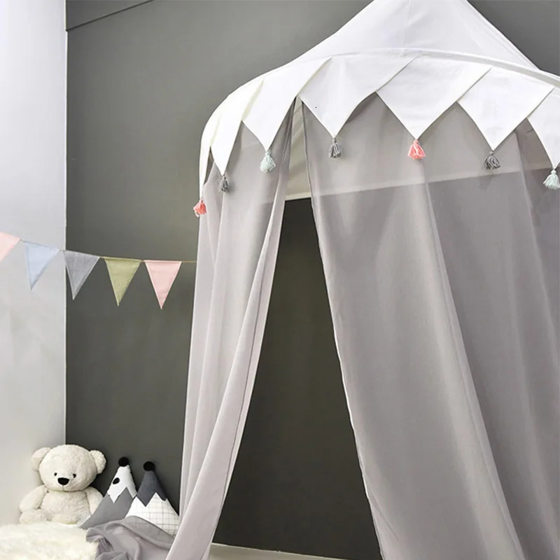 Kids Teepee Tents Children Play House Castle Cotton Foldable Tent Canopy Bed Curtain Baby Crib Netting Girls Boy Room Decoration 240412