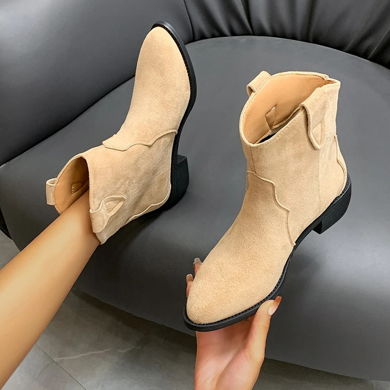 LazySeal 4.5cm High Heels Soft Suede Solid Color Womens Autumn Shoes Mid calf Breathable Motorcycle Boots Plus Size 43 241115