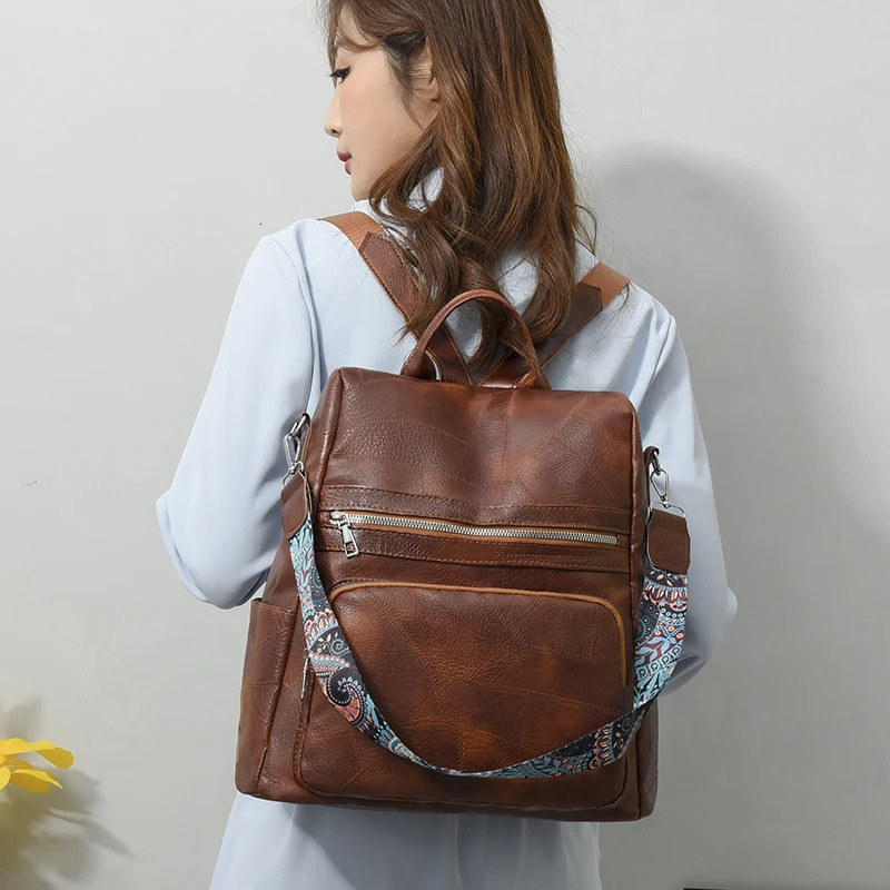 3in1 Women Backpacks Vintage Female Shoulder Bags Soft Leather Back Pack Ladies Travel BagPack Bag For Girls Mochila 241115