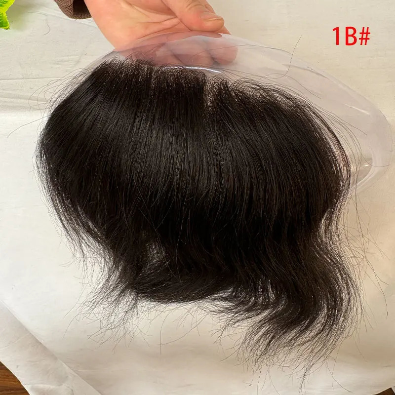 Men D Style Frontal Big 7x16cm Hairline Toupee Human Hair Skin PU Man Hairpieces For Natural Hairline 1B Color Toupee For Men 241115