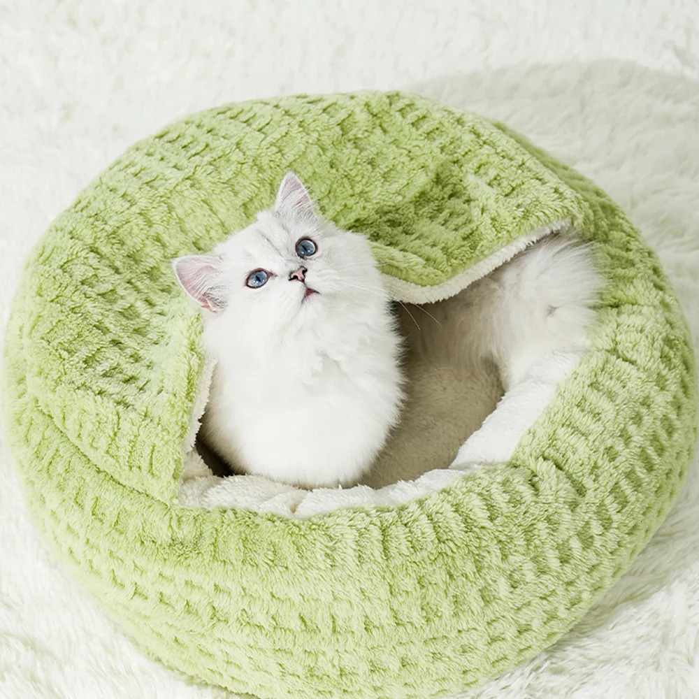 Super warm bed thick cotton house cave pet sleeping cat mat mini dog Chihuahua nest 241115