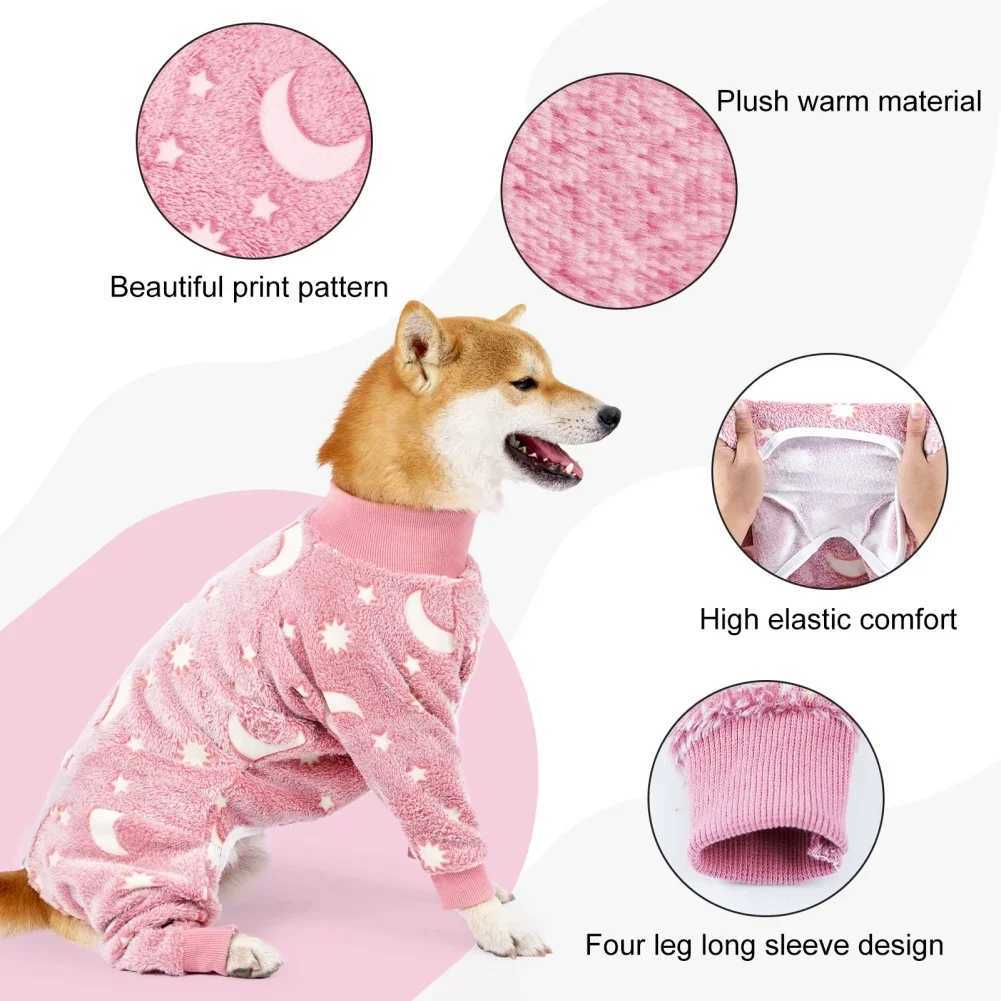 New Arrival Soft dog pajamas 4 legs warm wool stretchy dog pajamas Onesie pet pajamas Fl body cover dog jumpsuit Z241116