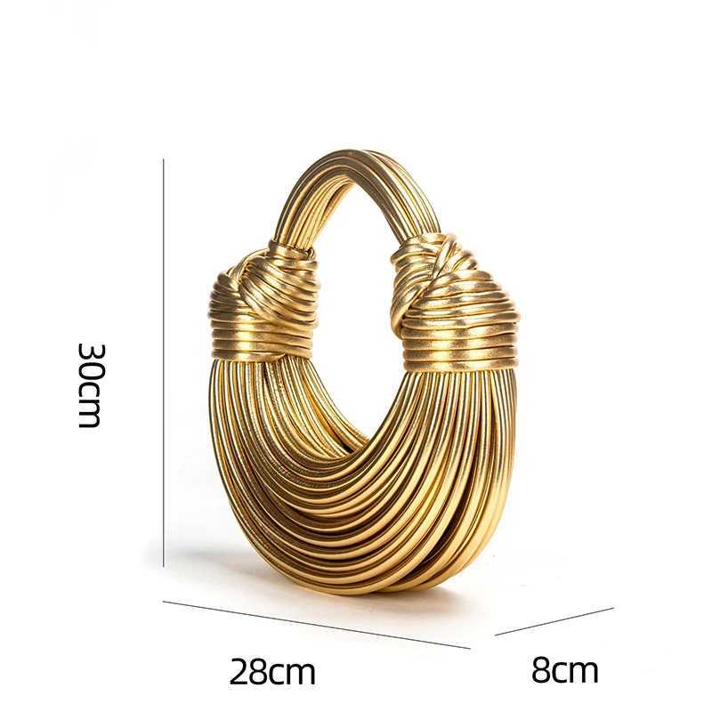 Gold Handbags: Hobo Evening Clutch hot Purse, Handwoven Noodle Bag for Women