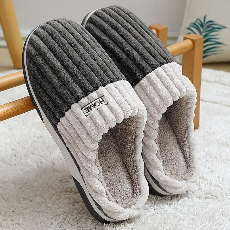 Big Size 48 49 Men Home Slippers Winter Warm Slipper Couples Comfort Furry Shoes Casual Shoes Indoor Thick Plush Slides 241115