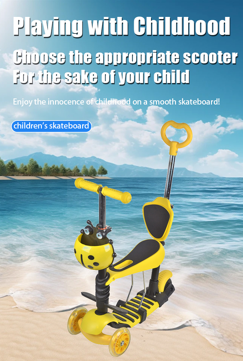Scooter children 2 years old 6 years old boys and girls children 3 in 1 toddler can sit and ride single pedal sliding scooter