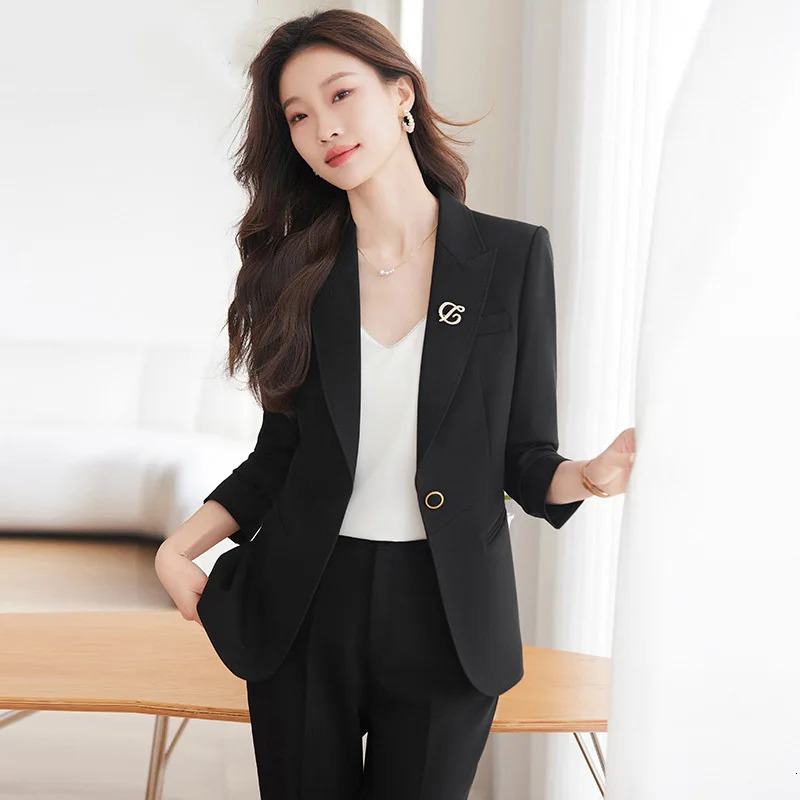 Wine Red Suits Womens Autumn High End Fashion Tempering Business Slim Blazer and Pants Sets Office Work Clothes 241115