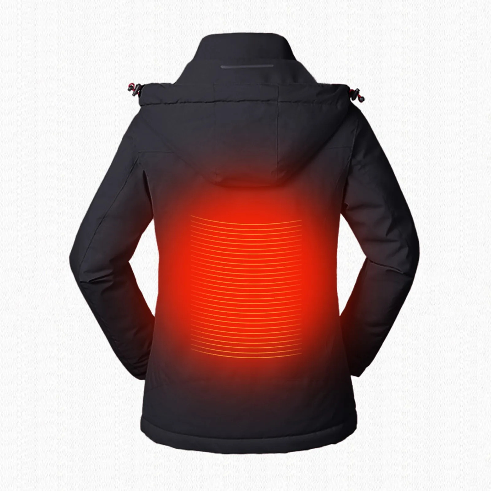 Women Heated Coat Winter Warm 3 Heating Level 4 Zones Hooded Jacket Solid Color Outwear Coats 241115