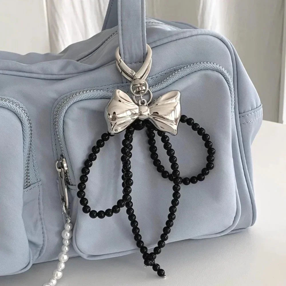 Elegant Sweet Pearl Butterfly Knot Keychain Heart Pendant Keychain Y2K Fashion Keychain Bracket 241115