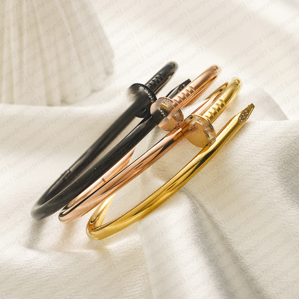 Designer Bracelet Fashion Luxury Jewelry Bangle Bracelets 18K Rise Gold Silver Titanium Steel Diamond bangles Armband for Men Women 15 16 17 18 19 20 21 22 size
