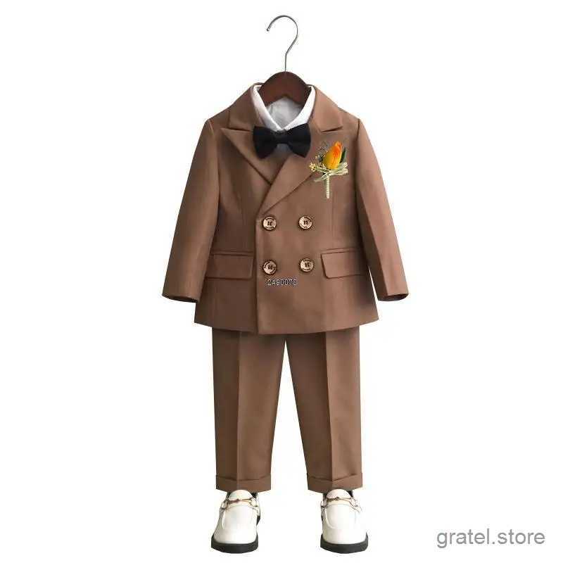 Suits Children Formal Blazer Vest Pants Bowtie Photograph Dress Newborn Baby Boys 1 Year Birthday Suit Kids Wedding Party Show Costume