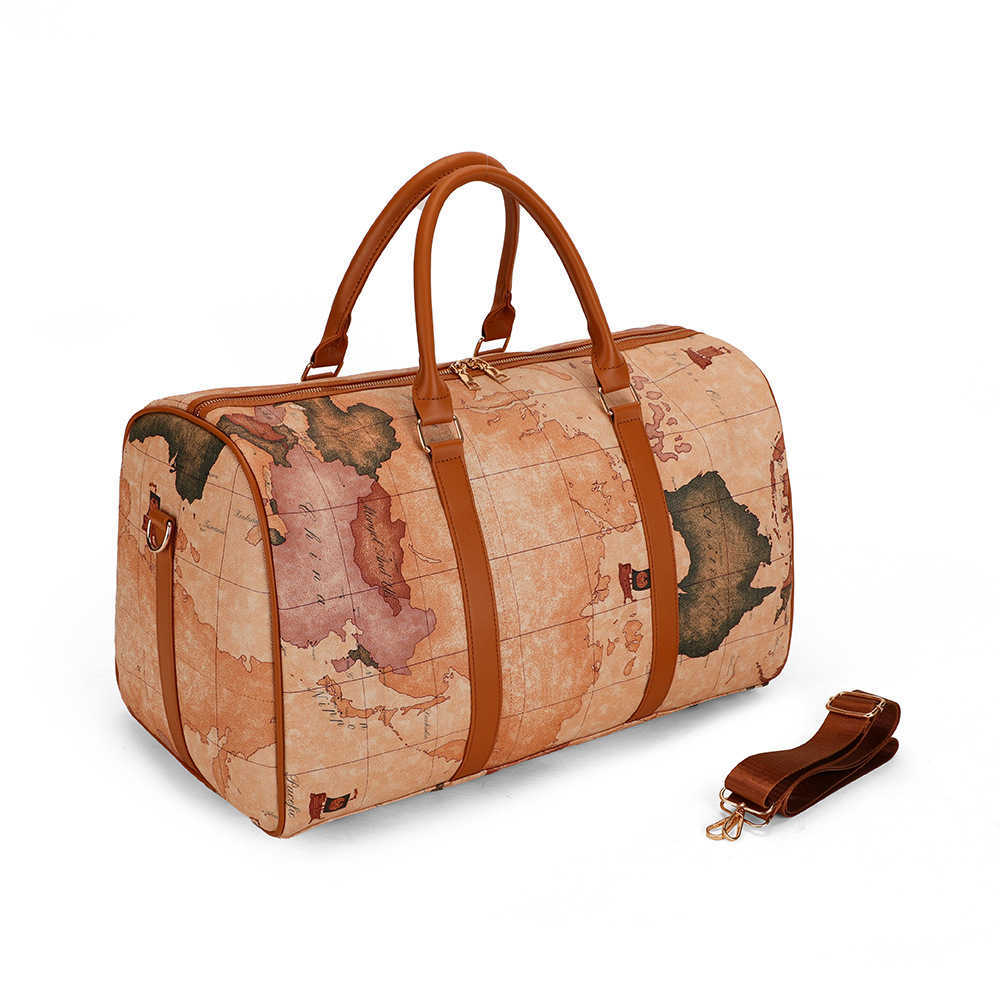 Trendy Soft Leather Travel Bag Portable Large Capacity Diagonal Cross Bag Short Distance Business Trip Pu Luggage Bag