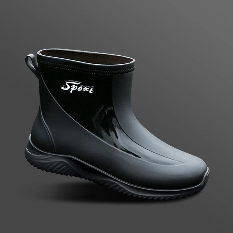 2024 Short Rain Boots for Men Nonslip Wearresistant Rainy Day Outdoor Fishing Rubber Shoes Cotton Waterproof Mens Rain Boots 241115