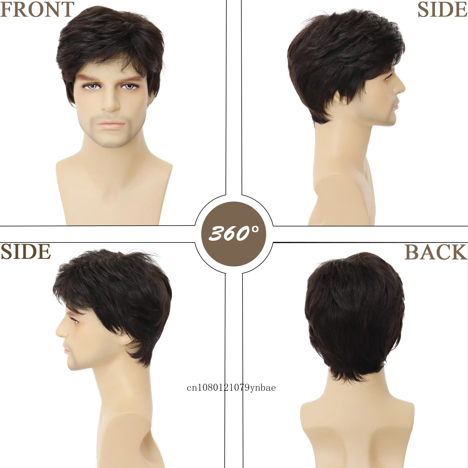 Men Dark Brown Wig Synthetic Short Straight Wigs with Bangs Businessman Hairstyles Male Cosplay Daddy Wig Gifts Daily Costume 241115