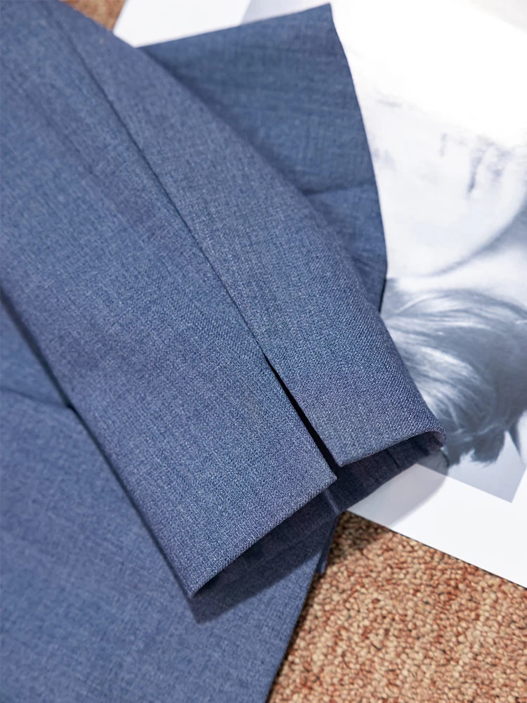 Grey Navy Blue Black Womens Pants Set Formal Business Work Clothes Solid Oneck Jacket and Trouser 2piece Suitable for Autumn Winter 241115