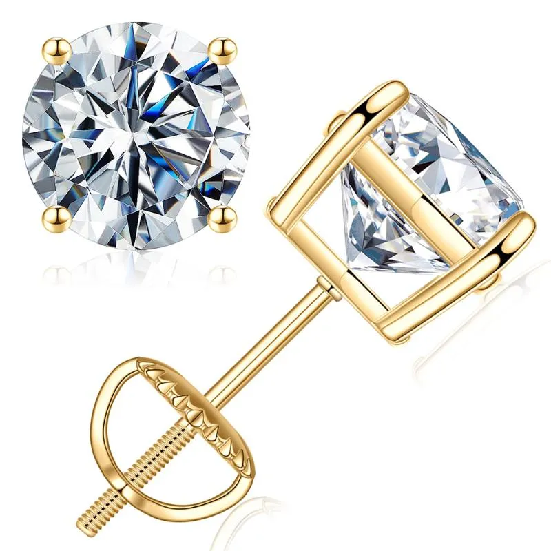 Top grade masonry Earrings 0.1-2ct D Color Moissanite VVS1 Clarity Round Dia White Gold S Sterling Sier Screw Back for Women
