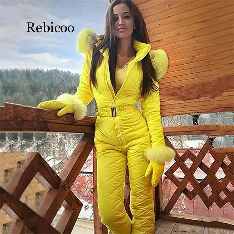 Fleece One Piece Ski Suit Women Snow Overalls Mountain Skiing Jumsuit Super Warm Winter Jacket Pants Breathable Set 241116