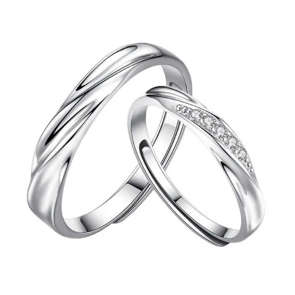 2Pcs Couple Rings For Lovers Stainless Steel Wedding Set Women Love Jewelry Silver Color Valentines Day Anniversary Gifts W250207