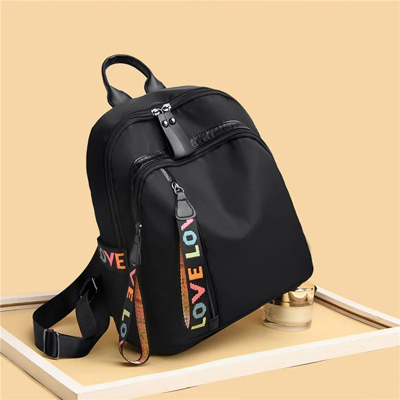 Antitheft Backpack Waterproof Fabric Large Female Shoulder Bag Teenage Large Capacity Simple Casual Travel Bagpack 241115