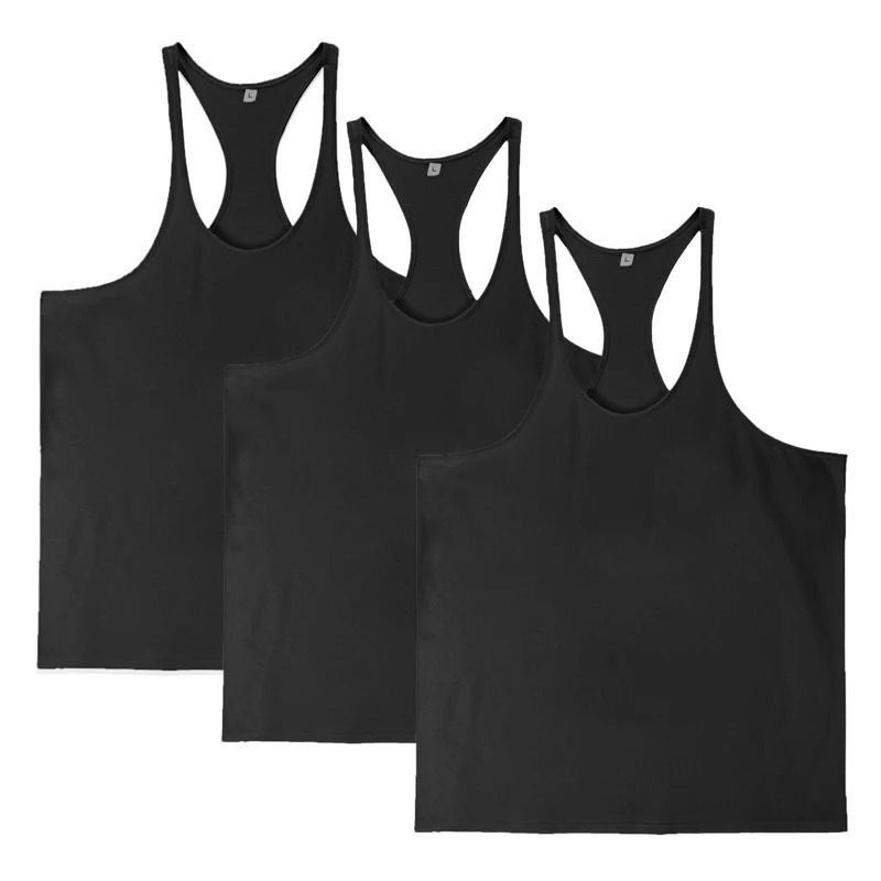 3pcs 100% Cotton Mens Tank Tops GYM O-neck Clothing Affordable Sleeveless Shirt for Bodybuilding Comfortable Y Back Fitness 240402
