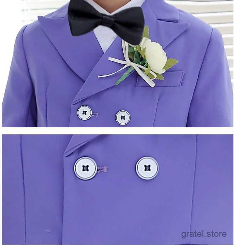 Suits Children Luxurious Purple Photograph Dress Gentleman Kids Birthday Suit Flower Boy Formal Wedding Party Performance Dance Tuxedo