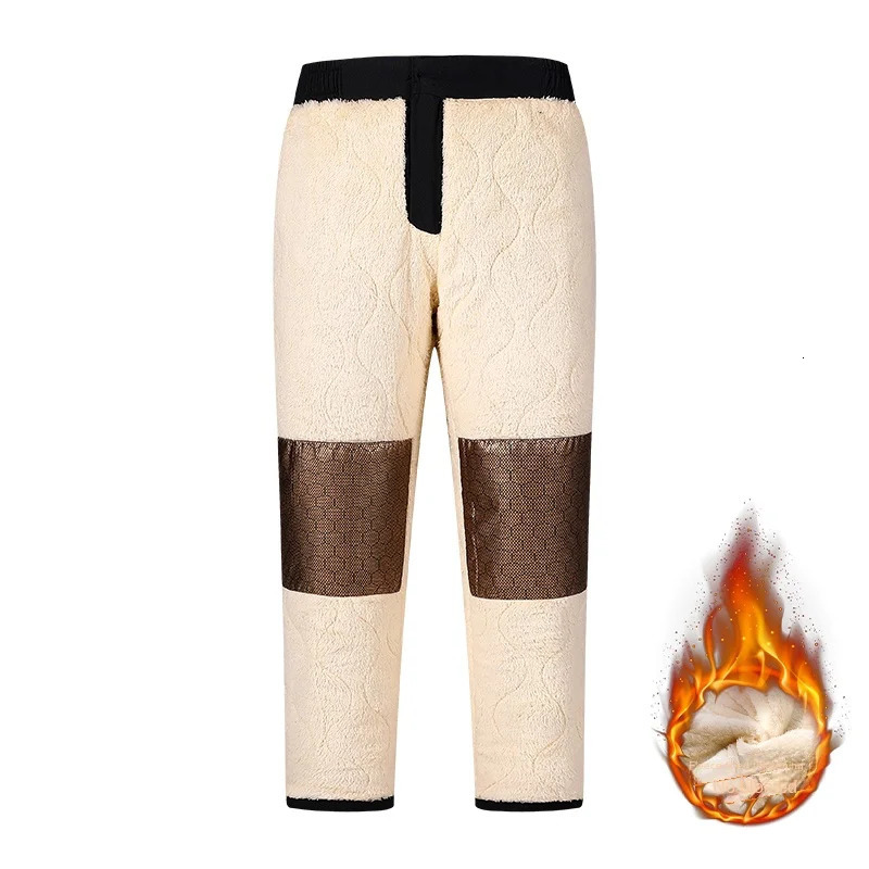 Winter cashmere pants for mens business and leisure thick waterproof windproof graphene material knee warm woolen 241115