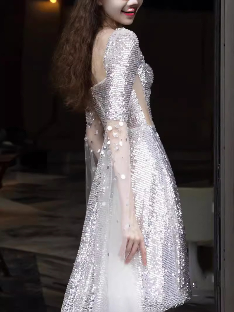 2024 bling Plus Size Mermaid Wedding Dress for Bride Bridal Gowns beach Long Sleeves Pearls sequined princess Wedding Gowns for African Black Women Gi