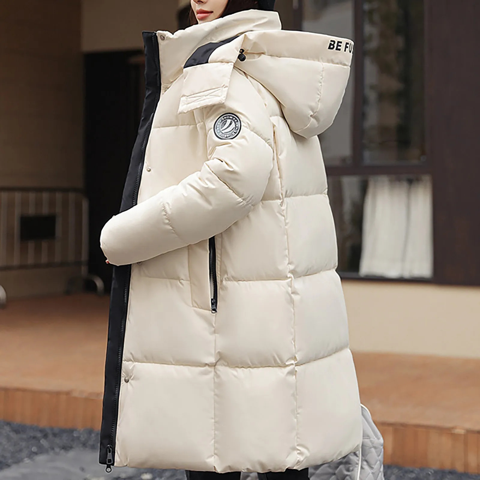Womens Hooded Long Puffer Coat Winter Longer Thickened Down Warm Trench Hoodies Overcoat for Women Parka Coats Outdoor Top 241115