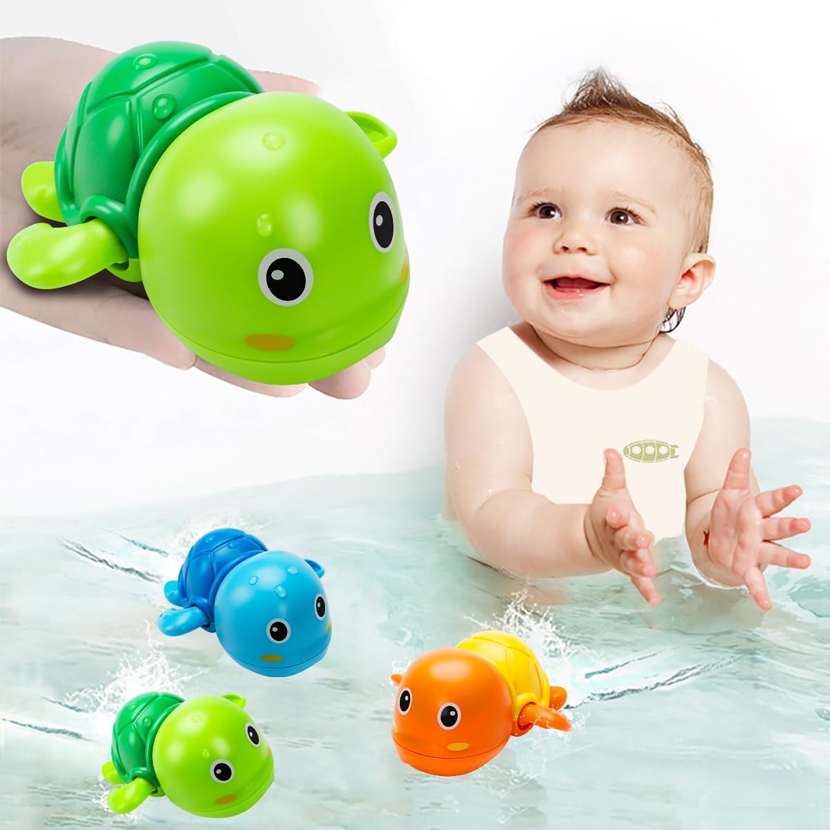Toys, Cute Swimming Turtle Baby Bath Toys for Toddler 1-3