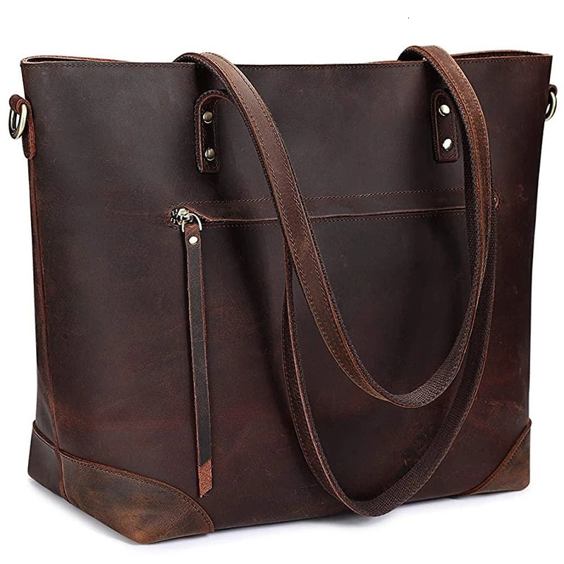 Designer oil wax leather casual large capacity handbag, women's tote crossbody bag, single shoulder luggage bag