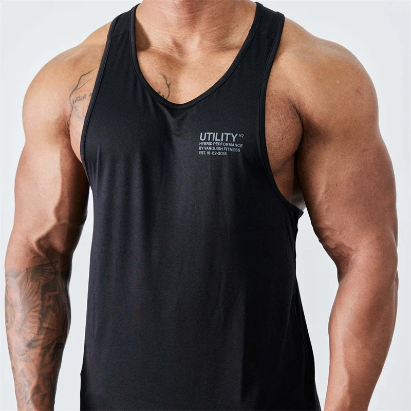 Summer Mens Sports Fitness Tank Top Jogger Gym Running Training clothing Sleeveless T-Shirt Quick Breathable Elastic Vest 240402