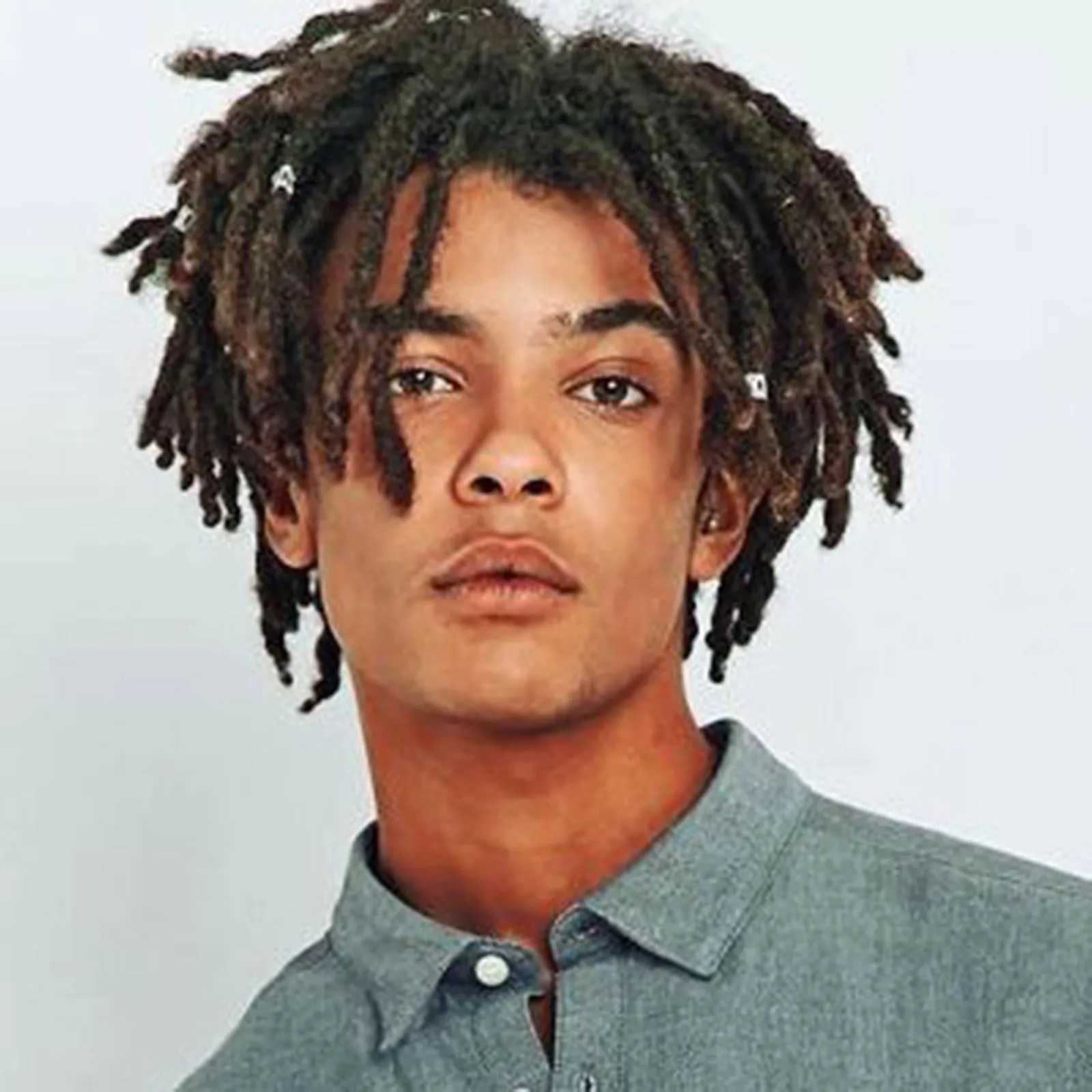 Black Crochet Braided Hair Hip Hop MenS African Hair Fiber Curly Hair Piece Mens Wig Male Dirty Braid Set Head Style Short WigXJ241116