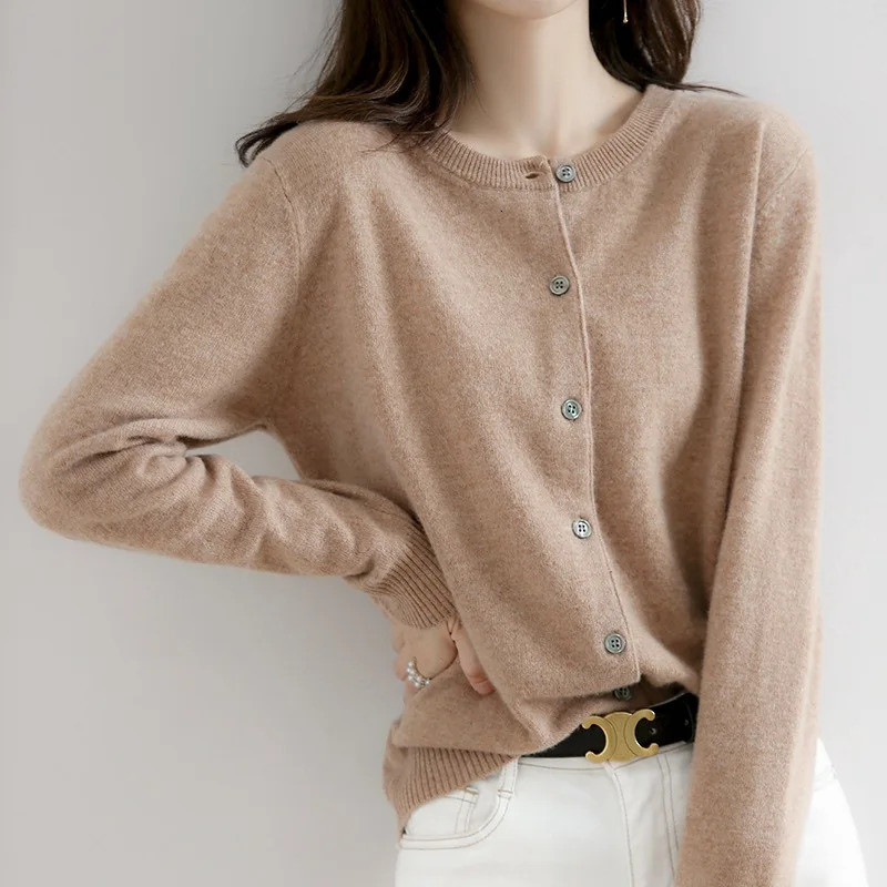 Women Cardigans Sweater 2023 Casual Warm Autumn Winter Oneck Long Sleeve Single Breasted Slim Fashion Korean Knitwears Tops 241108