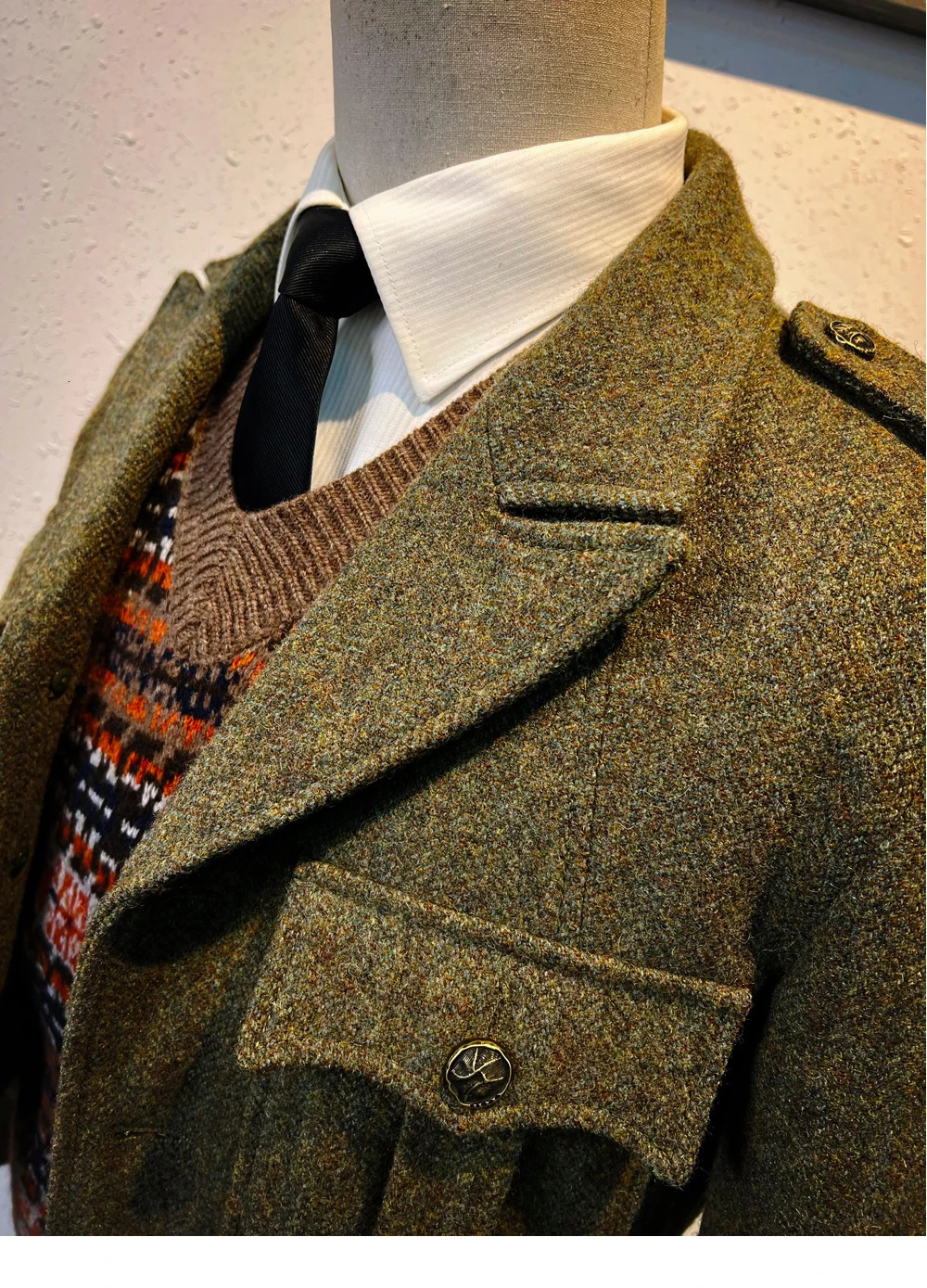 Customized S-042 625g heavy-duty all wool coarse woolen Eisenhower jacket with 100% wool jacket and two tone buttons available 241115